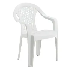 Záhradné stohovateľné kreslo, plast, biela, MEDRA