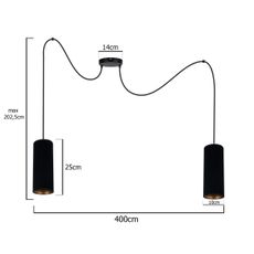 Luster na lanku AVALO 2xE27/60W/230V pavúk čierna