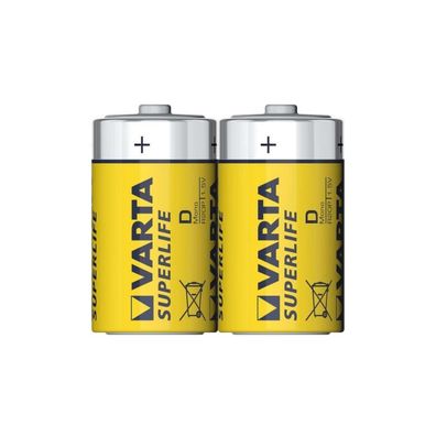 Varta 2020 - 2 ks Zinkouhlíková batéria SUPERLIFE D 1,5V