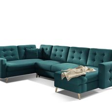Eltap Rohová rozkládací sedací souprava ASGARD U 326 cm Mat Velvet 75 zelená univerzální