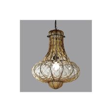 SIRU - Luster na reťazi DOGE 1xE27/60W/230V pr. 30 cm béžová/čierna benátske sklo