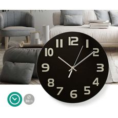 Nedis CLWA006GL30BK - Nástenné hodiny 1xAA/1,5V sklo 30 cm čierna