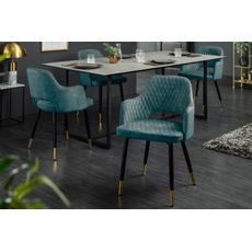 Estila Moderná jedálenská stolička Decora petrolejovo modrá zamatová 81cm
