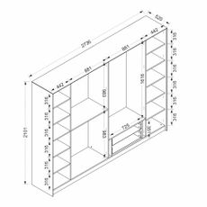 Elegantná šatníková skriňa DeLuxe s dymovými dvierkami a zlatými akcentami 210 x 270 x 52 cm, biela