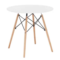 Jedálenský stôl,  biela/buk, priemer 60 cm, GAMIN NEW 60