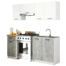 Ak furniture Kuchynská linka Olivie 1,8 m biela/betón/dub sonoma
