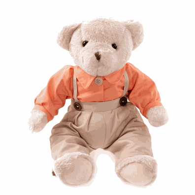 Plyšový medvedík, smotanová/oranžová, 45cm, MADEN BOY TYP1