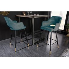 Estila Moderná barová stolička Decora zamatová petrolejovo zelená 104cm