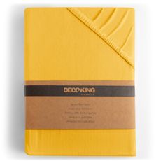 Bavlnené jersey prestieradlo s gumou DecoKing Amber žlté, velikost 220-240x220+30