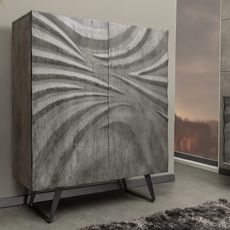 Dizajnová vysoká komoda Janiah 120 cm sivá akácia