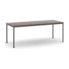 Stôl jedálenský, 2000 x 800 mm, tmavo sivá podnož, orech