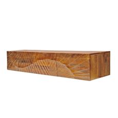 Estila Art deco masívny nástenný TV stolík Cumbria z mangového hnedého dreva s reliéfom lúčov a štyrmi dvierkami 200 cm