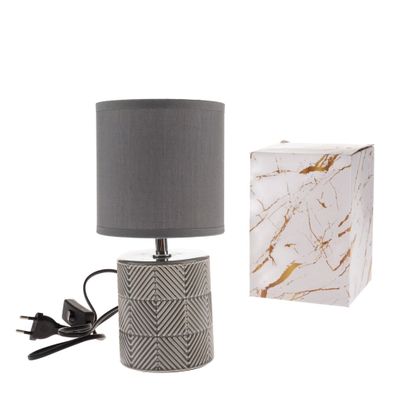 Sivá stolová lampa s textilným tienidlom (výška 27 cm) – Dakls