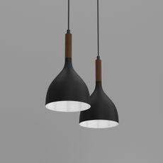 Luster na lanku NOAK WOOD 2xE27/15W/230V čierna/buk