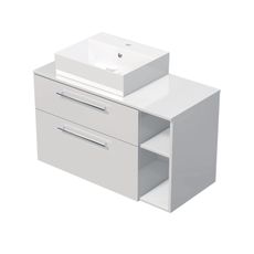 INTEDOOR Kúpeľ.skriňa+umývadlo BEE, úchyt chróm, 100cm, regál vpravo, biela lesk