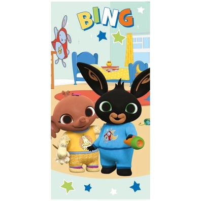 Bavlnená plážová osuška Zajačik Bing a Sula v pyžame - 100% bavlna - 70 x 140 cm