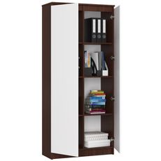Regál R 80 cm CLP 2 dvierka 8 poličiek wenge/biela