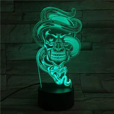3Dmix 3DL-DFS030 – 3D LED nočná lampa - Lebka s hadom (Aroma)