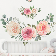 York Wallcoverings Dekoratívna samolepka KVETY RUŽE v štýle akvarelu