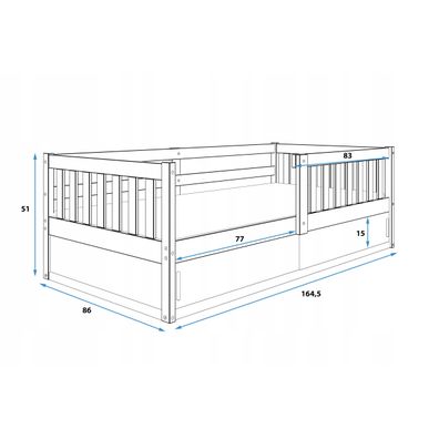 INTERBEDS Detská posteľ Smart 160 x 80 cm - sivá
