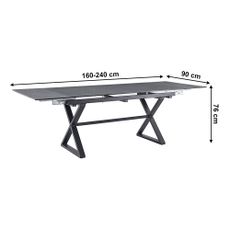 KONDELA Luxol 160/240 rozkladací jedálenský stôl sivá / betón / čierna