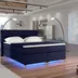 Posteľ Boxspring Amadeus + LED 200x180, tm. modrá (látka - bao 18)