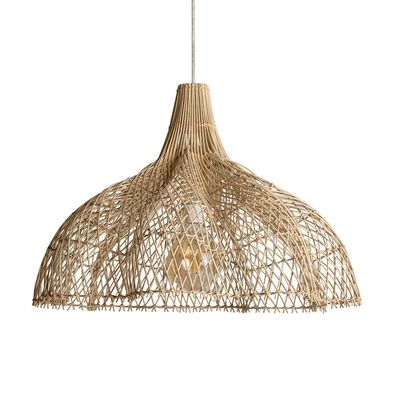 Estila Dizajnová závesná lampa Brodas vo vidieckom štýle s tienidlom z ratanu prírodnej hnedej farby 56cm