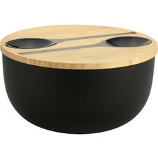 Kesper 58470 Salátová miska s príborom abambusovým vekom 24 cm, čierna