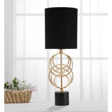Čierna/v zlatej farbe stolová lampa s textilným tienidlom (výška 58,5 cm) Circly – Mauro Ferretti