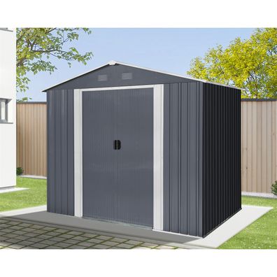 Riwall PRO RMSA 6x8 Anthracite záhradný domček kovový 2,4 x 1,7 m so sedlovou strechou Antracit
