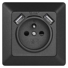 Zásuvka domová s USB 250V/16A antracit