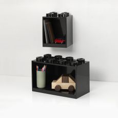 Súprava 2 detských čiernych nástenných políc LEGO® Brick