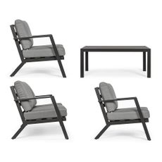 Sivý hliníkový záhradný lounge set pre 4 Harley – Bizzotto