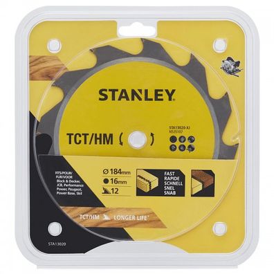 Pilový kotúč TCT/HM na pozdĺžne rezy 184 x 16 mm, 12 zubov Stanley STA13020