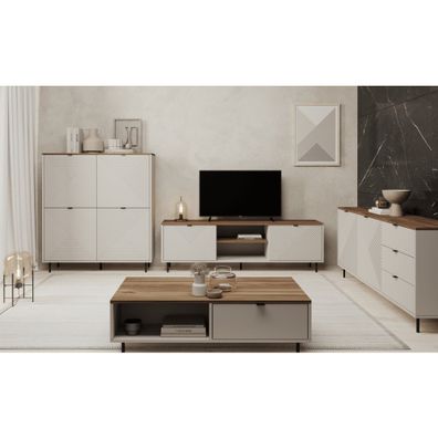 KONDELA Eyco 2D/180 tv stolík kašmír / dub castello