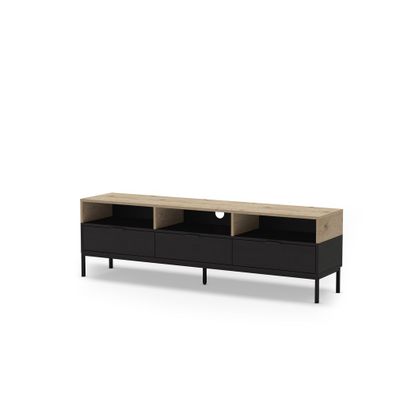 TV stolík v dekore duba v čierno-prírodnej farbe 180x55 cm Marion – Marckeric