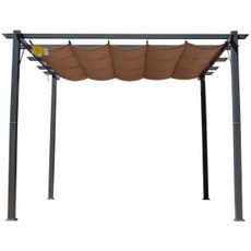 Záhradná hliníková pergola so zaťahovacou strechou 3 x 3 x 2,23 m | hnedá
