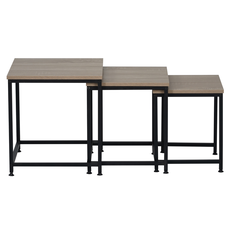 Konferenčné stolíky, set 3 ks, dub sonoma/čierna, KASTLER 2 NEW TYP 3