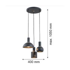 Argon 1472 - Luster na lanku SINES 3xE27/15W/230V čierna