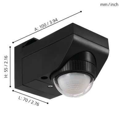 Eglo 97467 - Vonkajší senzor pohybu DETECT ME 4 12 m čierna IP44