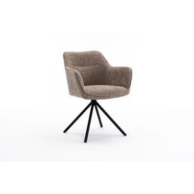 Estila Moderne otočné kreslo Kristal Sand II s champagne béžovou poťahovou latkou a čiernymi kovovými nožičkami 80cm