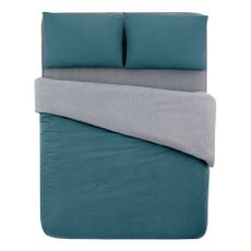 Bavlnené obliečky na dvojlôžko/predĺžené s plachtou v petrolejovej farbe/sivej 200x220 cm - Mila Home