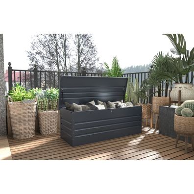 Antracitový záhradný úložný box Max C – Rojaplast