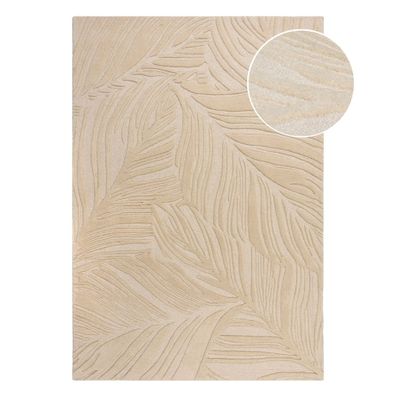 Béžový vlnený koberec Flair Rugs Lino Leaf, 120 x 170 cm