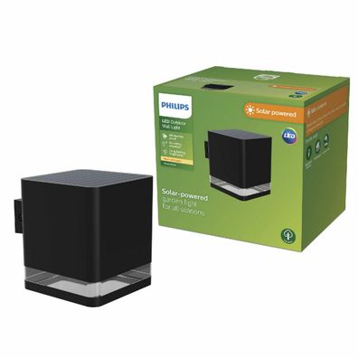 Philips Virona vonkajšie solárne nástenné LEDsvietidlo čierne, 1,8 W, 200 lm, 2700 K
