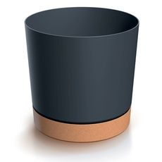 Prosperplast Květináč TUBOS PM s miskou antracitový/hnědý matný, varianta 12,8 cm