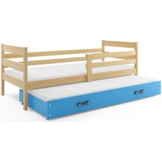 Posteľ s prístelkou ERIK 2 - 200x90cm Borovica - Modrý