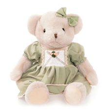 KONDELA Maden Girl Typ 2 plyšový medveď 65 cm smotanová / zelená