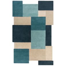 Flair Rugs koberce Ručne všívaný kusový koberec Abstract Collage Teal - 200x290 cm