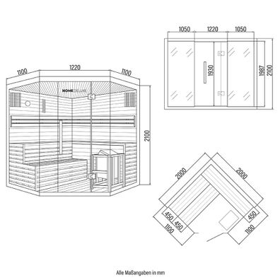 Tradičná sauna SKYLINE BIG XL - 200 x 200 cm pre 6 osôb